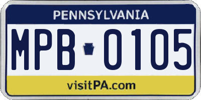 PA license plate MPB0105