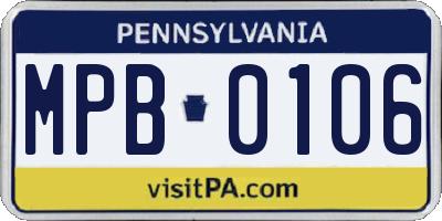 PA license plate MPB0106