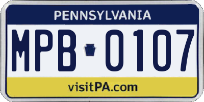PA license plate MPB0107