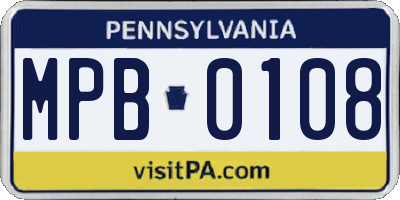 PA license plate MPB0108