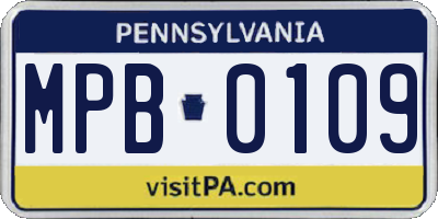 PA license plate MPB0109