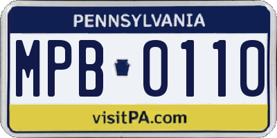 PA license plate MPB0110