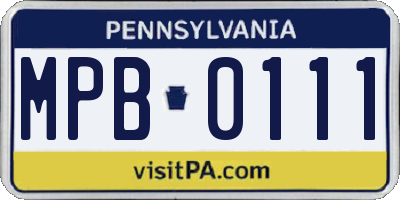 PA license plate MPB0111