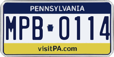 PA license plate MPB0114