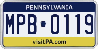 PA license plate MPB0119