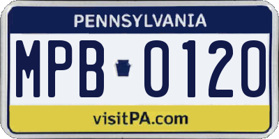 PA license plate MPB0120