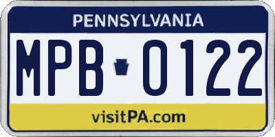 PA license plate MPB0122