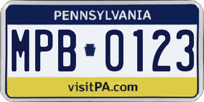 PA license plate MPB0123