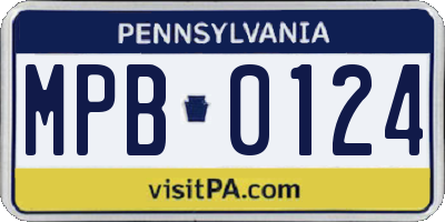 PA license plate MPB0124