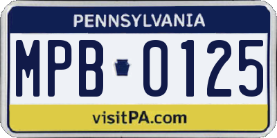 PA license plate MPB0125