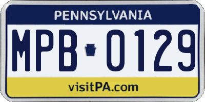 PA license plate MPB0129