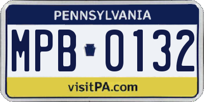 PA license plate MPB0132