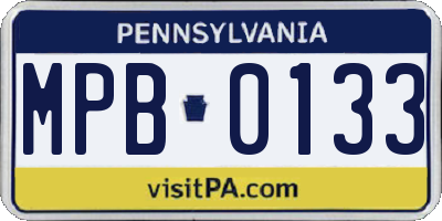 PA license plate MPB0133
