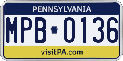 PA license plate MPB0136