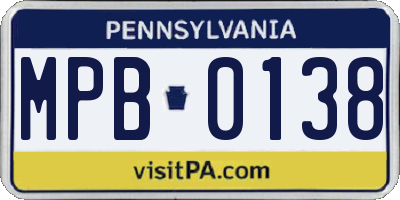 PA license plate MPB0138