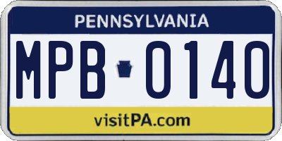 PA license plate MPB0140