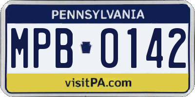 PA license plate MPB0142