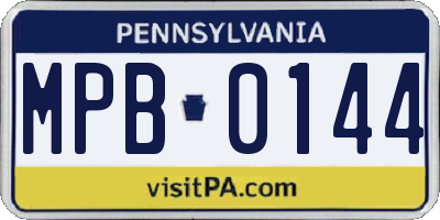 PA license plate MPB0144