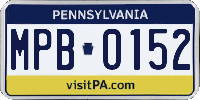 PA license plate MPB0152