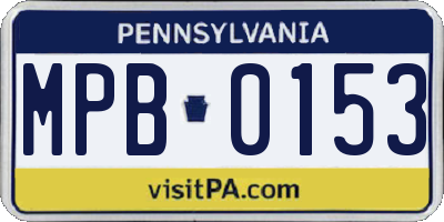 PA license plate MPB0153