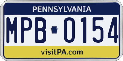 PA license plate MPB0154