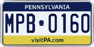 PA license plate MPB0160