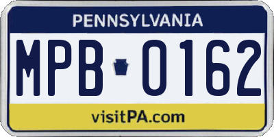 PA license plate MPB0162