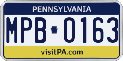 PA license plate MPB0163