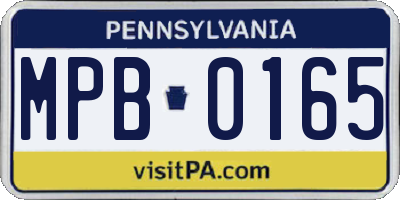 PA license plate MPB0165