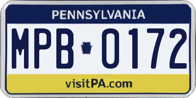 PA license plate MPB0172