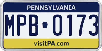 PA license plate MPB0173