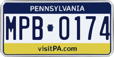 PA license plate MPB0174
