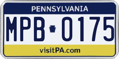 PA license plate MPB0175