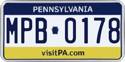 PA license plate MPB0178