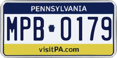 PA license plate MPB0179