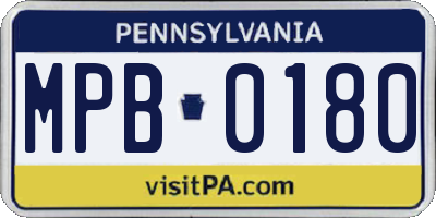 PA license plate MPB0180