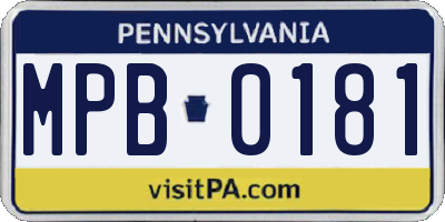 PA license plate MPB0181