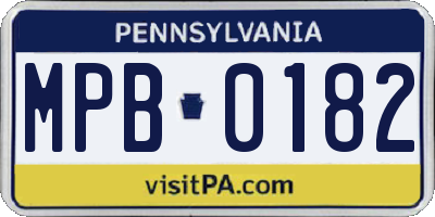 PA license plate MPB0182