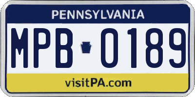 PA license plate MPB0189