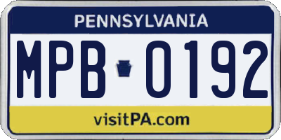 PA license plate MPB0192