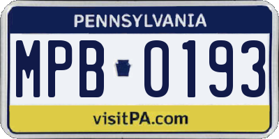 PA license plate MPB0193