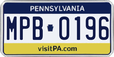 PA license plate MPB0196