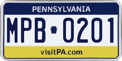 PA license plate MPB0201