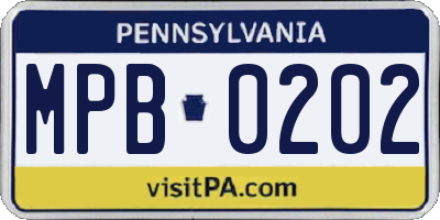 PA license plate MPB0202