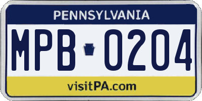 PA license plate MPB0204