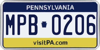 PA license plate MPB0206