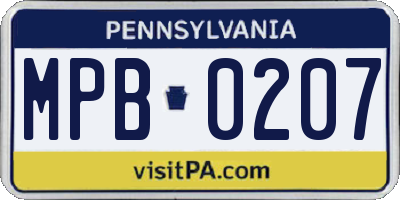 PA license plate MPB0207