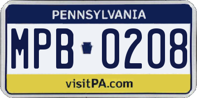 PA license plate MPB0208