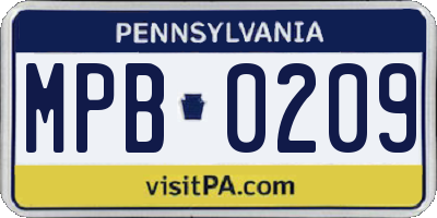 PA license plate MPB0209