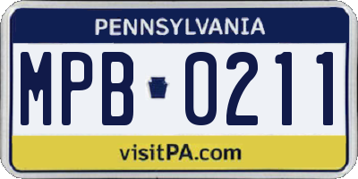 PA license plate MPB0211